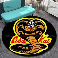 Apvalus gyvatės rašto kilimas Klasikinio filmo Cobra Kai elementų kilimai Interjero namų dekoras Grindų kilimėliai Sėdynės sofos grindų kilimėliai 60cm x 60cm orange