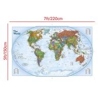 Pasaulio žemėlapis Dideli plakatų spaudiniai, pakabinami ant sienos Vinilo ir neaustinio audinio fono audinio sienų dekoras 225*150cm (7*5ft) gray
