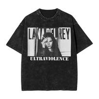 Lana Del Rey Vintažiniai skalbti marginti marškinėliai Gatvės stiliaus Hip Hop mados marškinėliai Topai vyrams ir moterims 100% medvilnė Gatvės stilius L white
