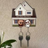 Kawaii Cute Wall Key Holder Panda Bubu And Dudu Acrylic Keychain Hanger Cartoon Backpack Charm Key Ring Pendant Accessory Couple Gift black