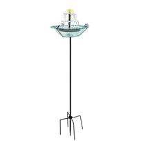 Outdoor Solar Powered Fountain Bird Feeder Glass Bird Bath with Metal Stand Upgraded Water Spray System for Garden Landscape Water Feature One Size mėlyna