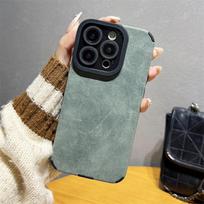 Prabangus zomšas ir avikailio odos dėklas, skirtas iPhone 16 15 14 Plus 13 12 11 Pro Max, su kameros apsauga, smūgiams atsparus, minkštas silikoninis dangtelis iPhone 13 Pro žalia