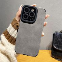 Prabangus zomšas ir avikailio odos dėklas, skirtas iPhone 16 15 14 Plus 13 12 11 Pro Max, su kameros apsauga, smūgiams atsparus, minkštas silikoninis dangtelis iPhone 16 tamsiai pilka spalva