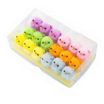 Mini Plush Easter Chickens Furry Fake Pom Chicks Miniature Farm Animals Figurine for Party Favors DIY Crafts Table Decoration Size#17 orange