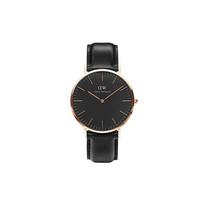 Daniel Wellington European and American watches Men's Watch Quartz Movement Leather Strap 40mm Black Dial Men's Watch Cool Versatile DW00100127 juoda