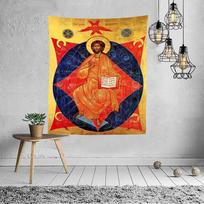 Holy Prophet The Just Judge Jesus Resurrection Humble Sacred In Heart Icon Of Christ Tapestry By Ho Me Lili Wall Decor 74x94cm(29x37in) blue