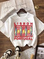 Lisbon Portugal Vintage Sardine Fish Print Funny Fruit Di Mare Harajuku 2026 Women T Shirt S gray