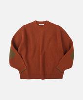 FRIZMWORKS Apvalios apykaklės megztinis su lopiniu _ Plytų spalvos Brick/Xl brown