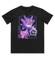 Pokémon Gastly Evolution Printed T-shirt Men's and Women's T-shirt Men's Top Harajuku T-shirt 2026 Summer New Tee Streetwear 4XL purple