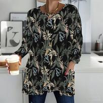 Dydis Plius Moteriška Tunika su Apvalia Kaklo Iškirpte ir Ilgomis Rankovėmis Minkšti Oversized Viršutiniai Drabužiai Namų Gyvenimui ir Laisvalaikio Pasivaikščiojimui 6XL black