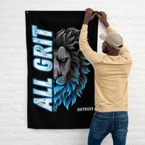 Lions Banner All Grit Flag Detroit Football Man Cave Decor Tailgating Flag Unisex T-Shirt L