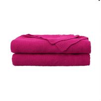 Fuksija 100% medvilnės megzta pledas Minkštas jaukus modernaus dizaino 75cm*90cm pink