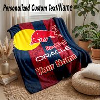 Red Bull Racing Individualizuotas flanelinis pledas Spausdinkite savo vardą Tekstas Minkštas šiltas pledas Šventinė dovana 130cmx150cm