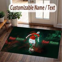 Custom Rug Cristiano Ronaldo Pattern Print Name Text Soft Non‑Slip Floor Carpet for Home Indoor Decoration 40cmx60cm gray