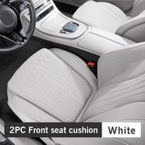 For Tesla Car Cushion Nappa Leather Breathable Non-slip Car Seat High Rebound Pad Seat Cushion Four seasons Universal Auto Seat 2PC White Front gray