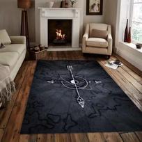 3D Retro Compass Map World Map Area Rug,Carpet Rug for Living Room Bedroom Sofa Decoration Kitchen Doormat Non-slip Floor Mat 40x60cm black