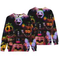 Autumn Men's Pullover Five Nights At Freddys Print Round Neck Pullovers Men's Fashion Long Sweatshirt Tops XXS black