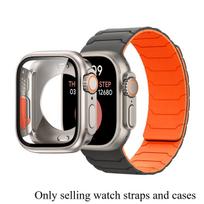 Dėklas+Apyrankė Apple Watch 41 40 44 45 42 46mm Magnetinė apyrankė ekrano apsauga iwatch Series 11 10 987 SE 654 Keisti į Ultra 42MM For S11 10 black