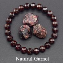 5A natūralaus granato akmens Femme vyno raudonų karoliukų apyrankė Moteriška apyrankė Vyriška apyrankė Lucky Energy Gydymas Papuošalai Valentino dienos dovana 8 mm Beads&21cm(8.27inch) black