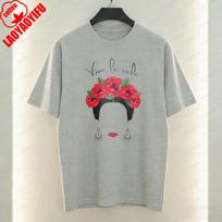 Frida Kahlo Viva La Vida Moteriški marškinėliai Meksikietiški feministiški grafiniai viršutiniai drabužiai Boho laisvalaikio medvilniniai marškinėliai Klasika Retro Ropa Mujer moterims 4XL gray