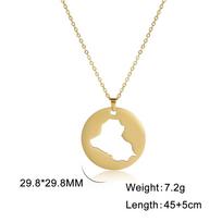 EUEAVAN Republic Of Iraq Map With Cities Name Pendant Necklaces Stainless Steel Vintage Geometric Country Ethnic Jewelry Gifts white