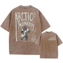 Retro roko Arctic Monkeys muzikos albumas Grafinis marškinėliai Vyriški vintažiniai skalbti negabaritiniai marškinėliai trumpomis rankovėmis Y2k hiphopo gatvės apranga M gray