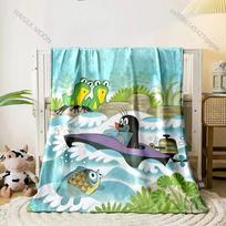 Mažojo kurmio animacinis pledas Minkštas flanelinis pledas lovai, sofai Keturiems sezonams Vaikų dovana Namų tekstilė 100x150cm blue
