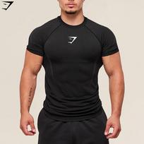 GYMSHARK Vyriški suspaudžiantys bėgimo marškinėliai - Kvėpuojantys, prigludę, skirti sportui ir laisvalaikiui XXL black