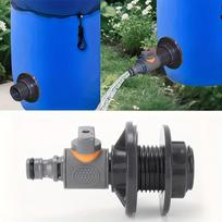PVC Water Barrel Adapter for IBC Barrels - Quick Install with Valve, 2 Pieces gray