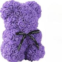Artificial Flower Eternal Rose Teddy Bear for Mom Mother's Day Birthday Valentine's Day Anniversary Gifts & Decorations violetinė