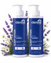 Clensta Sleep Lotion with 0.3% Melatonin & 10% Magnesium | Lavender & Chamomile Oil For Deep & Restful Sleep | Relaxes Muscel, Post workout & Re blue