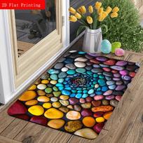 1Pcs Anti Fatigue Kitchen Rugs Colorful Pebbles Print Waterproof Non Slip Thick Cushioned Mat 40*60cm blue