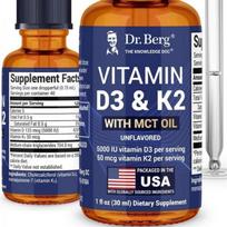Dr. Berg Max Strength Vitamin D3 K2 Liquid Drops with MCT Oil – 5,000 U D3 for Strong Bones, Heart Energy, Overall Vitality, Unscented 1