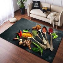 Gražūs prieskoniai ir stalo reikmenų raštas Durų kilimėlis Virtuvė Neslidūs grindų kilimėliai Vonios kambario Kilimėlis Miegamojo Kilimas 60cm x 90cm gray