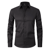 Elastingi klasikiniai marškiniai vyrams - Juoda / 2XL