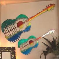 Sienų dekoracija - "Gitara" - Žalia / 40 cm x 20 cm
