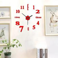 Modernus 3D sieninis laikrodis - 60 cm - 90 cm (3D skaitmenys) / Raudona