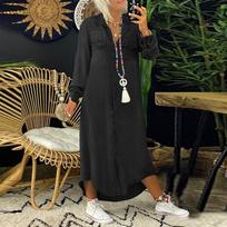 Džinsinė suknelė ilgomis rankovėmis - Pilka / 2XL