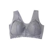 5D push-up liemenėlė su priekiniu užsegimu - Pilka / 7XL