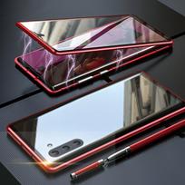 Grūdinto stiklo dvipusis telefono dėklas (Samsung modeliui) - Raudona / S20FE