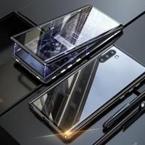 Grūdinto stiklo dvipusis telefono dėklas (Samsung modeliui) - Juoda / S20plus