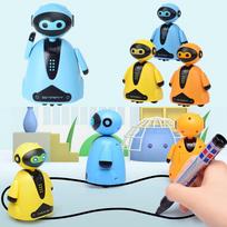 Nupieštas linijas sekantis žaislas - Mėlynas robotas