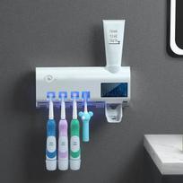 Inovatyvus dantų higienos įrenginys su UV sterilizatoriumi ir dantų pastos dozatoriumi - Balta