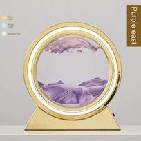 3D LED Krentančio smėlio dekoracija - Auksas - Ametistas / 18cm