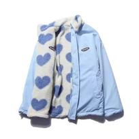 Dvipusė širdelių striukė šilumai ir stiliui - Mėlyna / 3XL