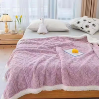Dviguba stora megzta antklodė 200x230 cm šilumai - Šviesiai violetinė