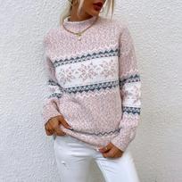 Šiltas žieminis megztinis stilingam įvaizdžiui - Rožinė / 2XL