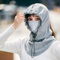 Kepurė su kaklo ir veido apsauga šaltam orui - Šviesiai pilka