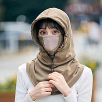Kepurė su kaklo ir veido apsauga šaltam orui - Ruda