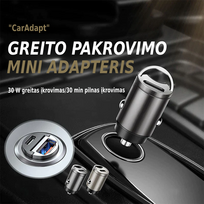 "CarAdapt" greito įkrovimo telefono pakrovėjas mašinai - 1 vnt.